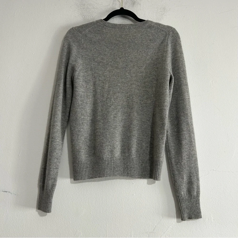J. Crew Cashmere Grey Cardigan Sweater Small Preppy Classic Minimalist Timeless